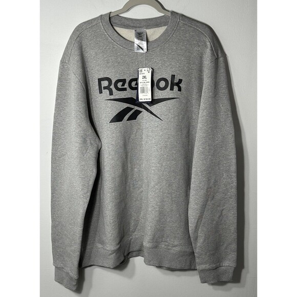 Reebok Sweatshirt Men’s 2XL Gray Spellout Logo Training Casual Classic Pullover - Picture 1 of 9